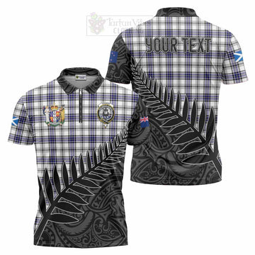 Hannay Crest Tartan Zipper Polo Shirt with New Zealand Silver Fern Half Style