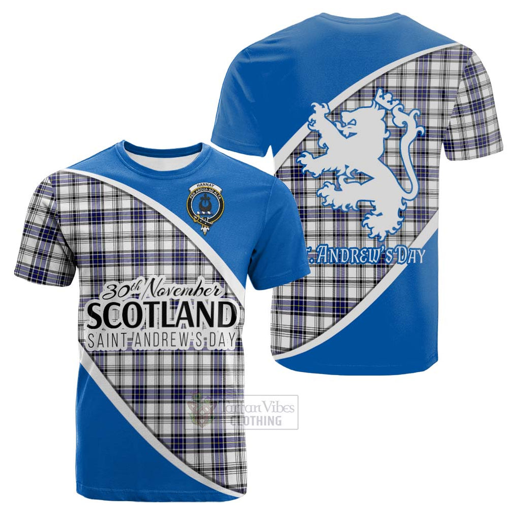 Tartan Vibes Clothing Hannay Family Crest Tartan Cotton T-shirt Celebrate Saint Andrew's Day in Style