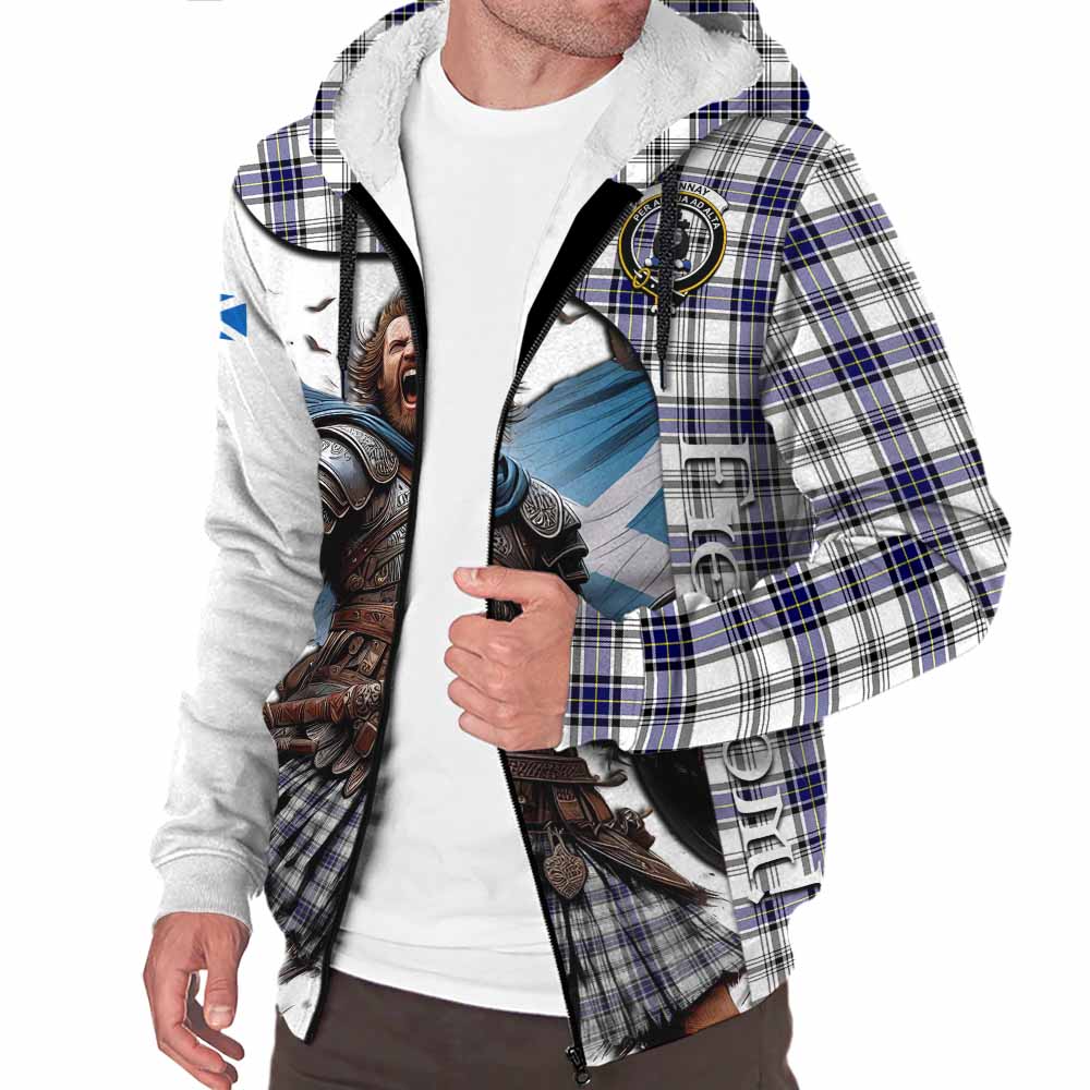 Tartan Vibes Clothing Hannay Crest Tartan Sherpa Hoodie Inspired by the Freedom of Scottish Warrior