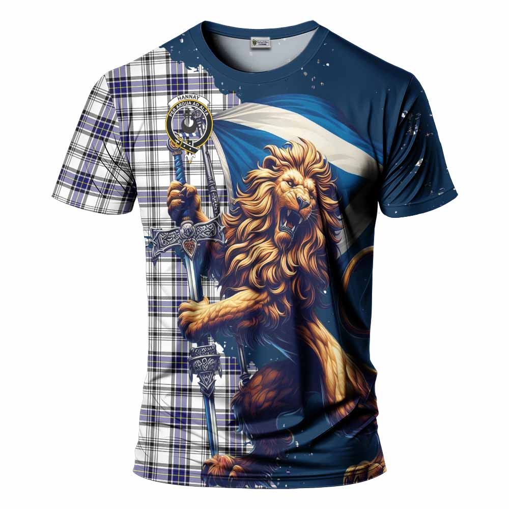 Tartan Vibes Clothing Hannay Tartan Family Crest T-Shirt with Scottish Majestic Lion