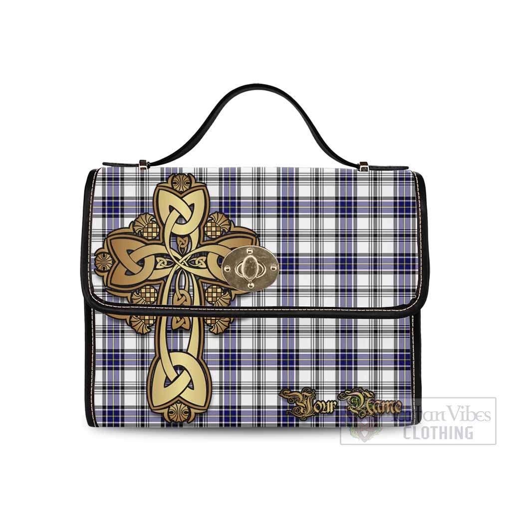 Tartan Vibes Clothing Hannay Tartan Waterproof Canvas Bag Golden Thistle Celtic Cross Style