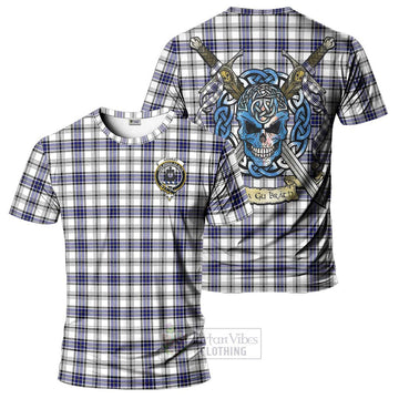 Hannay Tartan T-Shirt with Family Crest Celtic Skull Style