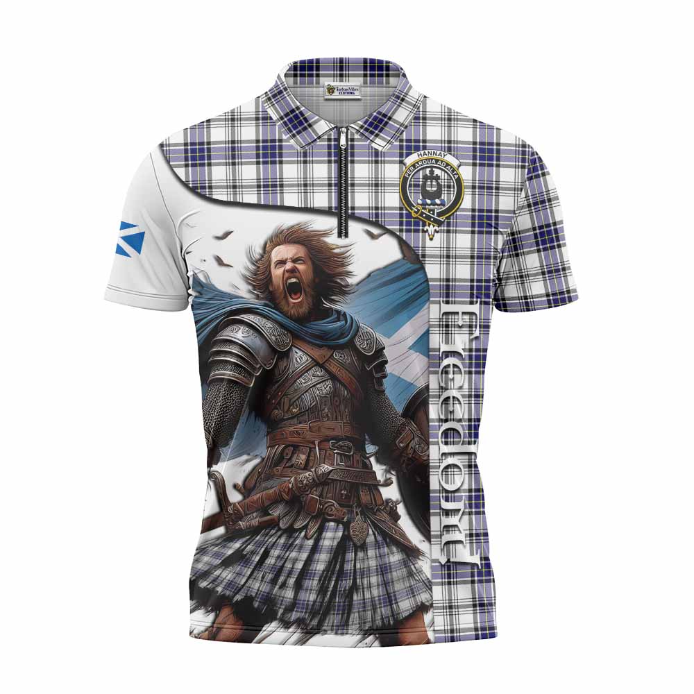 Tartan Vibes Clothing Hannay Crest Tartan Zipper Polo Shirt Inspired by the Freedom of Scottish Warrior