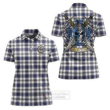 Hannay Tartan Women's Polo Shirt with Family Crest Celtic Skull Style