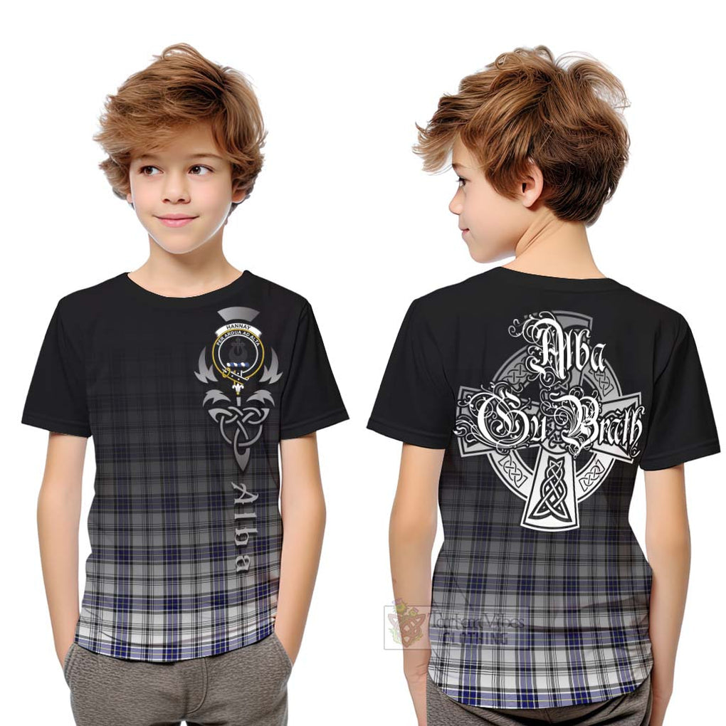 Hannay Tartan Kid T-Shirt Featuring Alba Gu Brath Family Crest Celtic Inspired Youth XL Size14 - Tartan Vibes Clothing