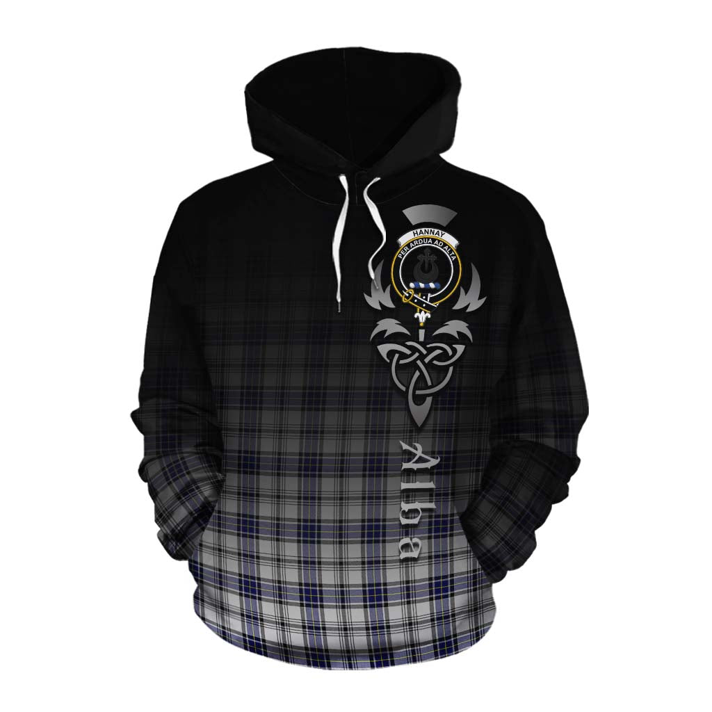 Tartan Vibes Clothing Hannay Tartan Cotton Hoodie Featuring Alba Gu Brath Family Crest Celtic Inspired