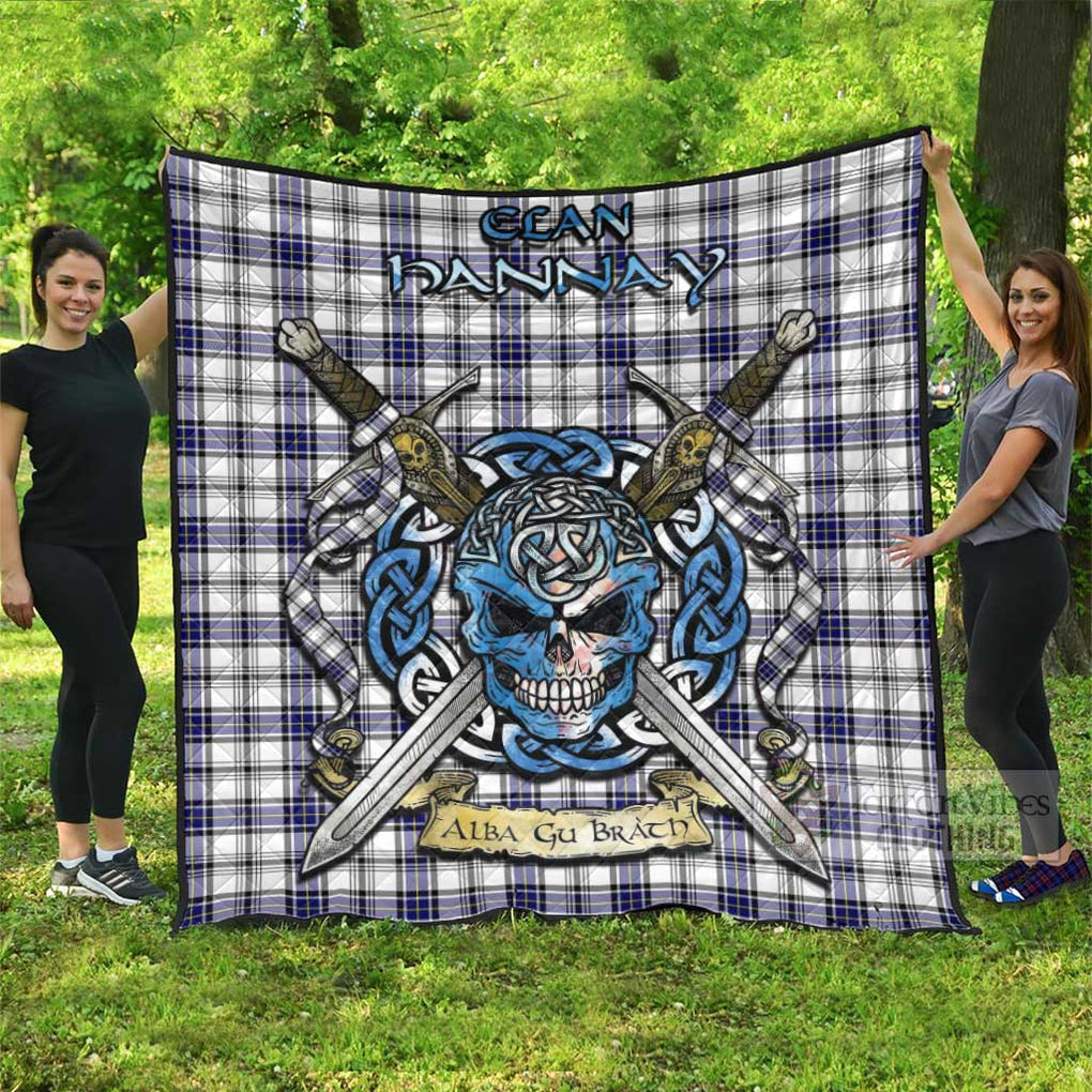 Tartan Vibes Clothing Hannay Tartan Quilt with Celtic Skull Alba Gu Brath Style