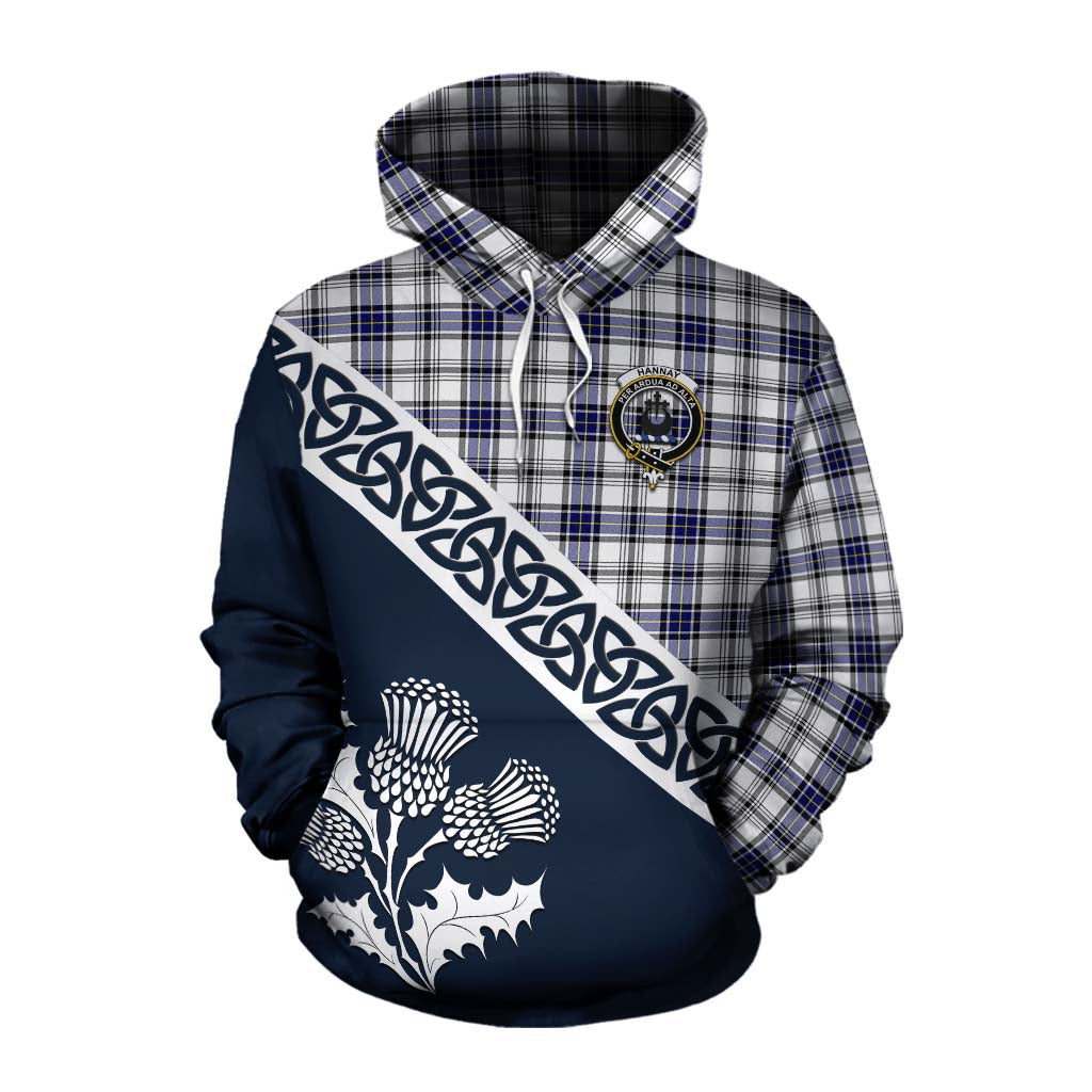 Tartan Vibes Clothing Hannay Tartan Cotton Hoodie Featuring Thistle and Scotland Map