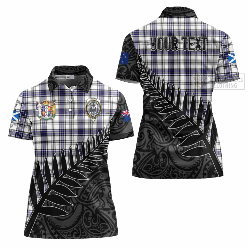 Tartan Vibes Clothing Hannay Crest Tartan Women's Polo Shirt with New Zealand Silver Fern Half Style