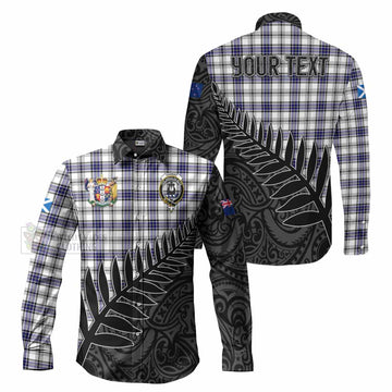 Hannay Crest Tartan Long Sleeve Button Shirt with New Zealand Silver Fern Half Style Men's Shirt S - Tartan Vibes Clothing