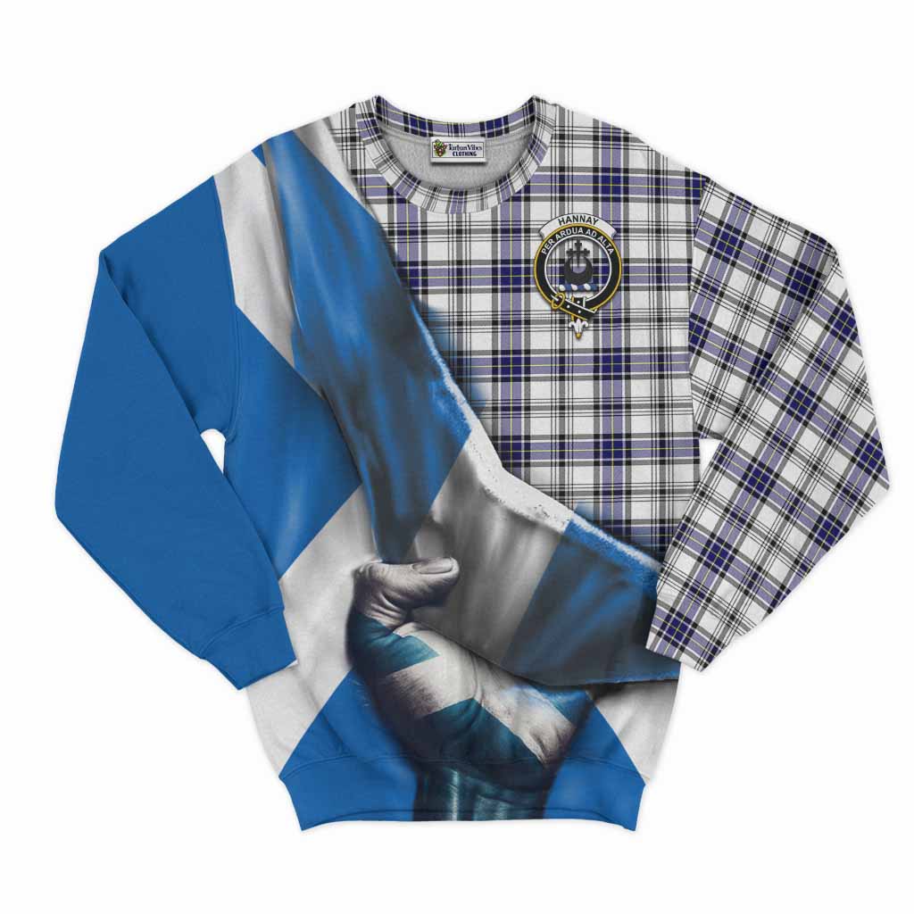 Tartan Vibes Clothing Hannay Tartan Sweatshirt with Family Crest Scotland Patriotic Style