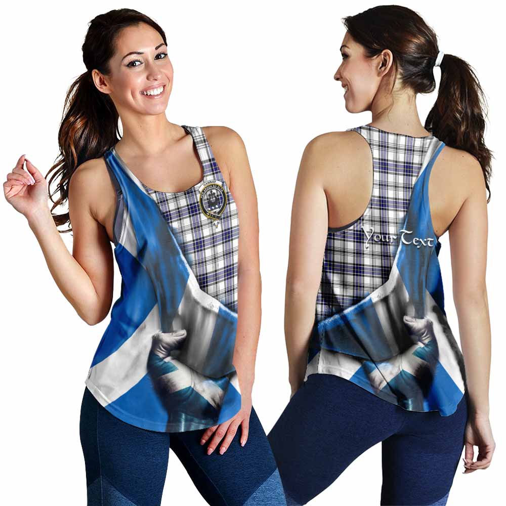 Tartan Vibes Clothing Hannay Tartan Women's Racerback Tanks with Family Crest Scotland Patriotic Style