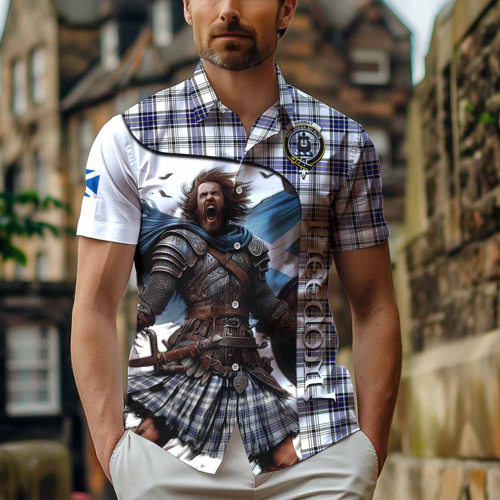 Tartan Vibes Clothing Hannay Crest Tartan Short Sleeve Button Shirt Inspired by the Freedom of Scottish Warrior