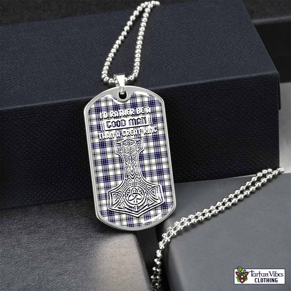 Tartan Vibes Clothing Hannay Tartan Dog Tag Necklace Viking Mjolnir Style