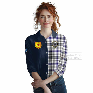 Hannay Tartan Women's Casual Shirt Alba with Scottish Lion Royal Arm Half Style