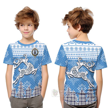 Hannay Clan Christmas Kid T-Shirt Celtic Reindeer Style