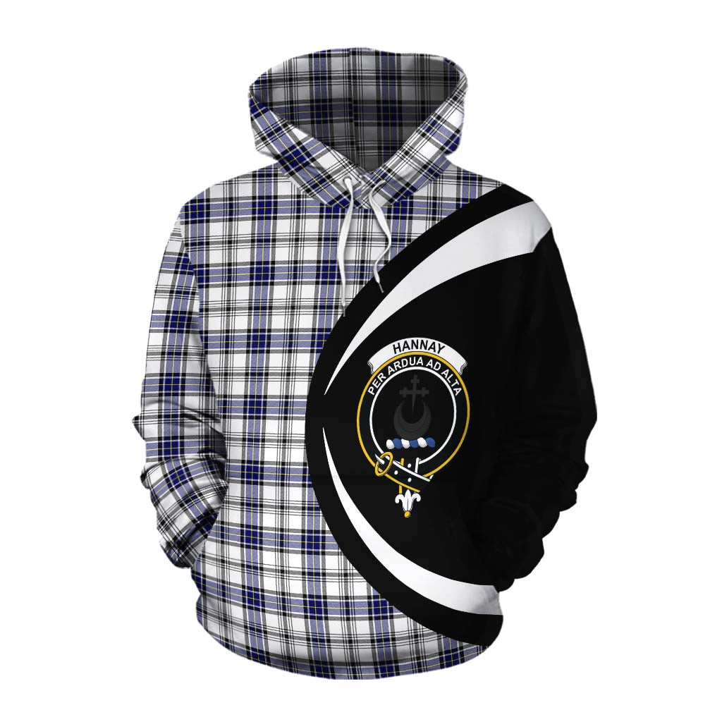 Tartan Vibes Clothing Hannay Tartan Cotton Hoodie with Family Crest Circle Style