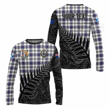 Hannay Crest Tartan Long Sleeve T-Shirt with New Zealand Silver Fern Half Style