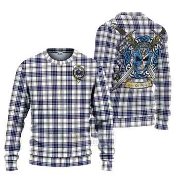 Hannay Tartan Ugly Sweater with Family Crest Celtic Skull Style