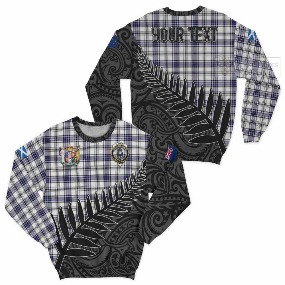 Tartan Vibes Clothing Hannay Crest Tartan Sweatshirt with New Zealand Silver Fern Half Style