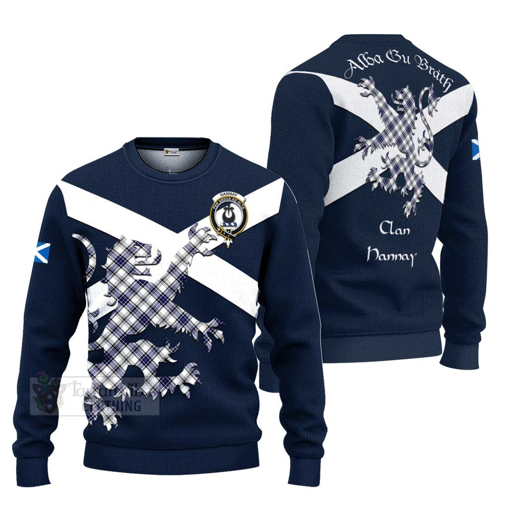 Tartan Vibes Clothing Hannay Tartan Lion Rampant Knitted Sweater – Proudly Display Your Heritage with Alba Gu Brath and Clan Name