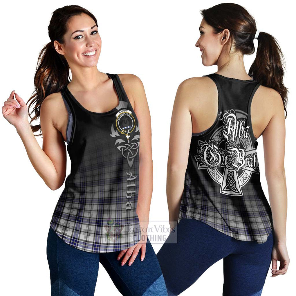 Tartan Vibes Clothing Hannay Tartan Women's Racerback Tanks Featuring Alba Gu Brath Family Crest Celtic Inspired