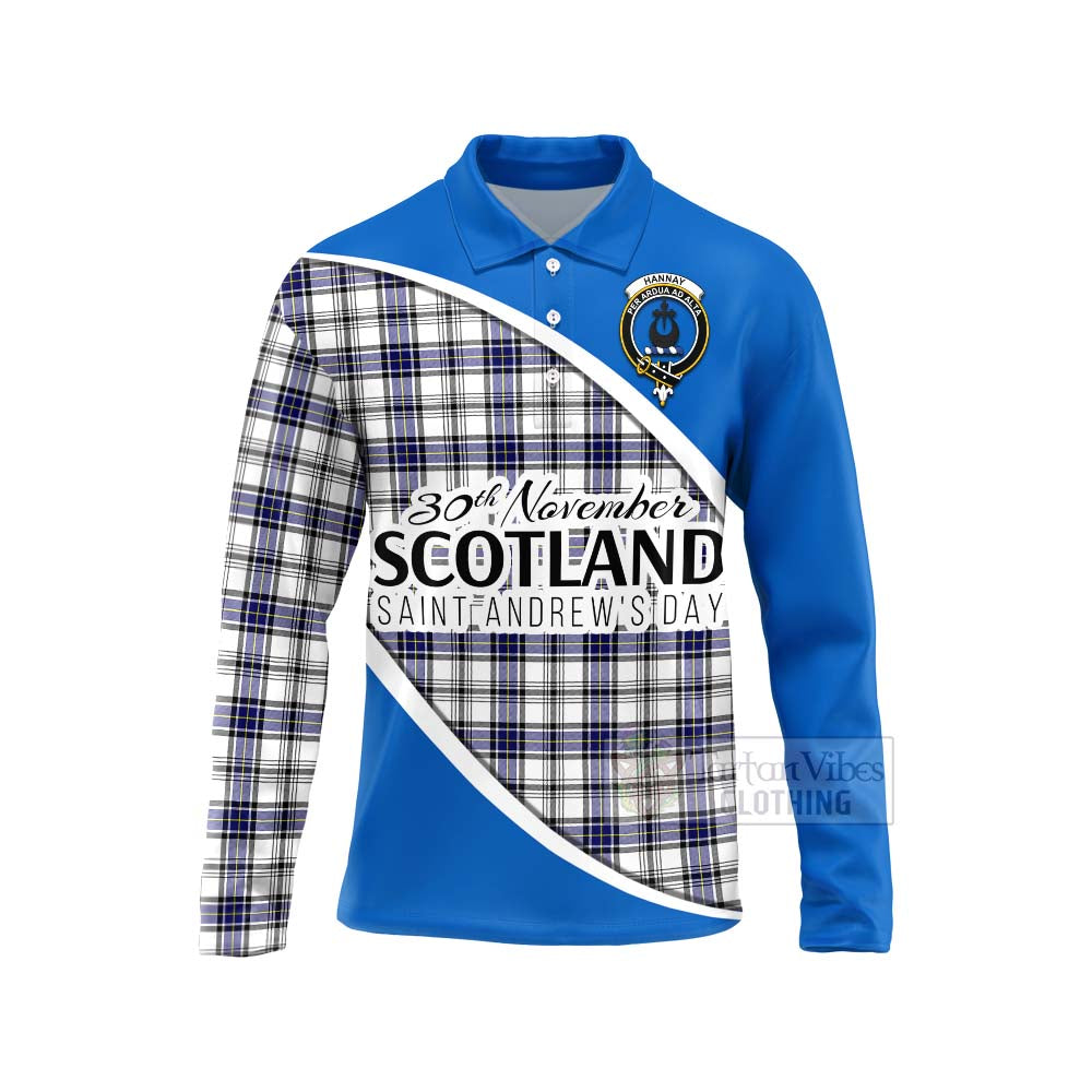 Tartan Vibes Clothing Hannay Family Crest Tartan Long Sleeve Polo Shirt Celebrate Saint Andrew's Day in Style