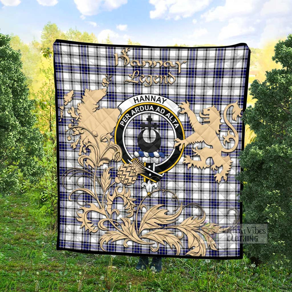 Tartan Vibes Clothing Hannay Tartan Quilt with Family Crest and Scottish Symbol Style