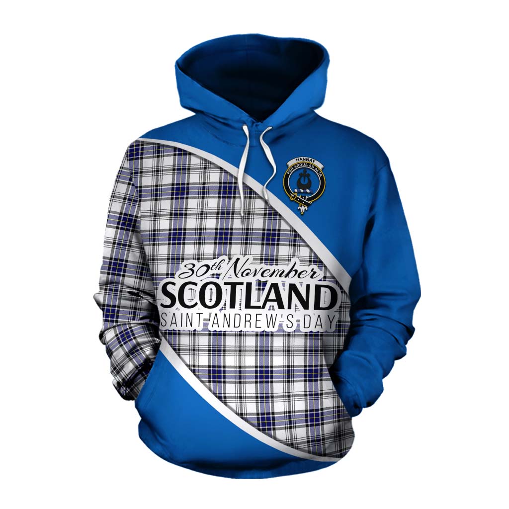 Tartan Vibes Clothing Hannay Family Crest Tartan Cotton Hoodie Celebrate Saint Andrew's Day in Style