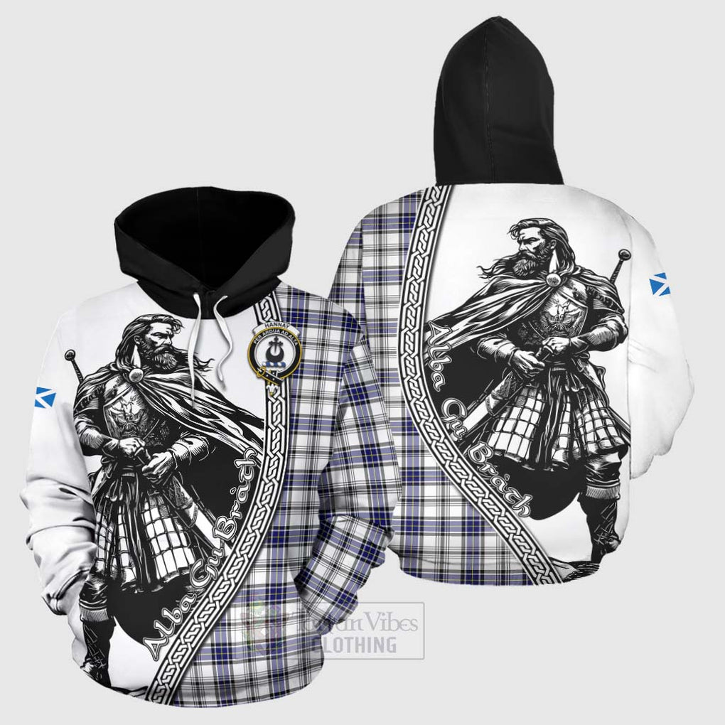 Tartan Vibes Clothing Hannay Tartan Clan Crest Hoodie with Highlander Warrior Celtic Style