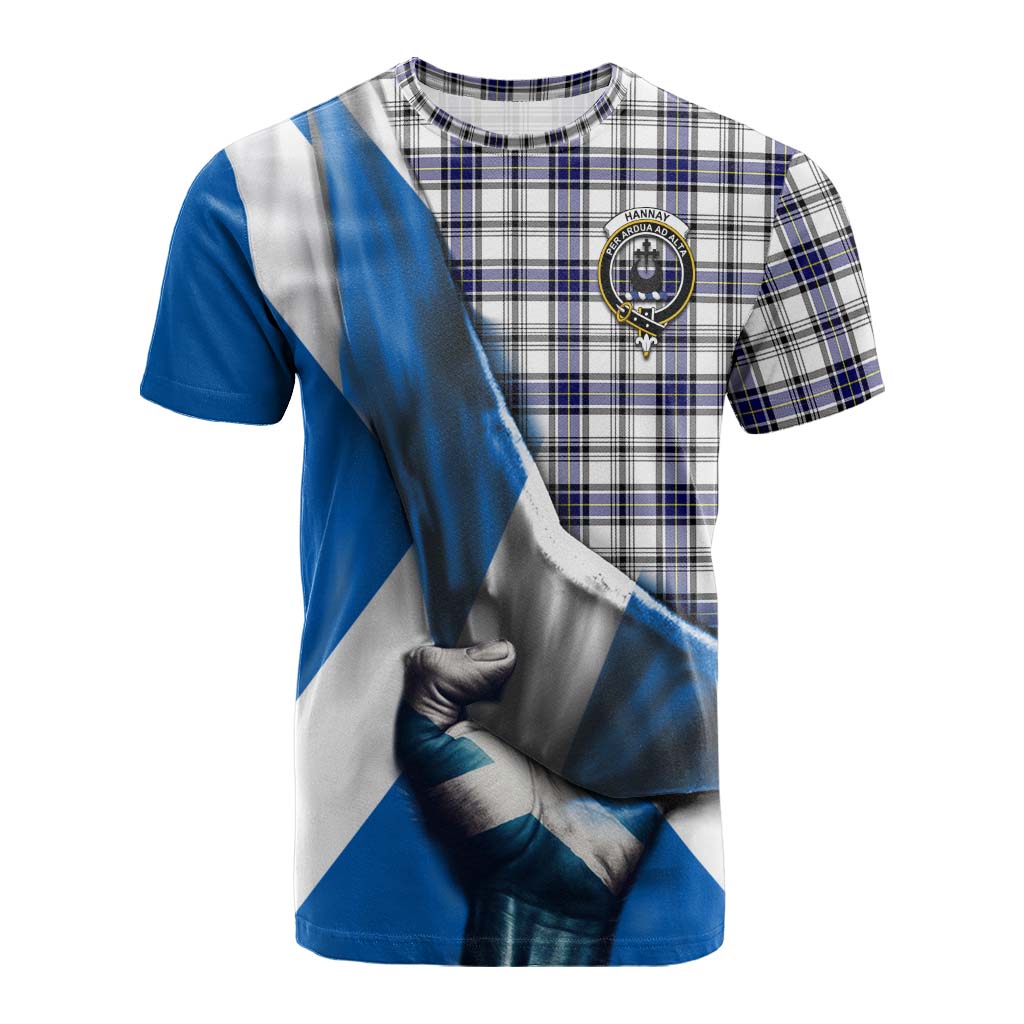 Tartan Vibes Clothing Hannay Tartan Cotton T-shirt with Family Crest Scotland Patriotic Style