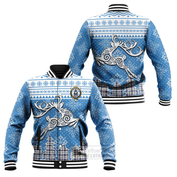 Hannay Clan Christmas Baseball Jacket Celtic Reindeer Style