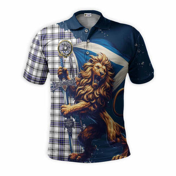 Hannay Tartan Family Crest Men's Polo Shirt with Scottish Majestic Lion