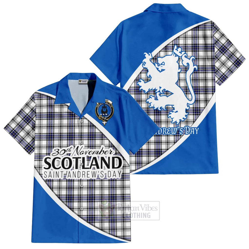 Tartan Vibes Clothing Hannay Family Crest Tartan Short Sleeve Button Shirt Celebrate Saint Andrew's Day in Style