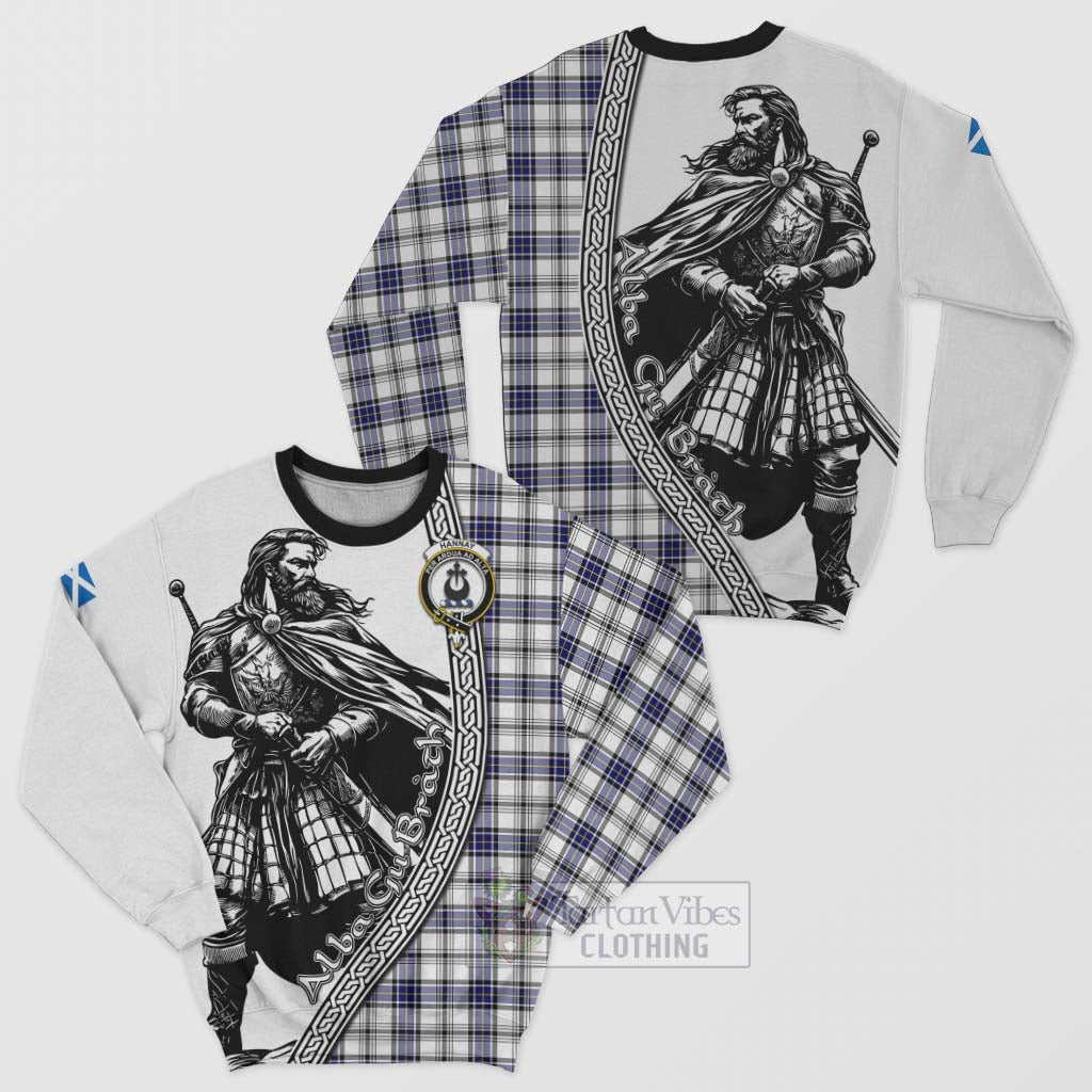 Tartan Vibes Clothing Hannay Tartan Clan Crest Sweatshirt with Highlander Warrior Celtic Style