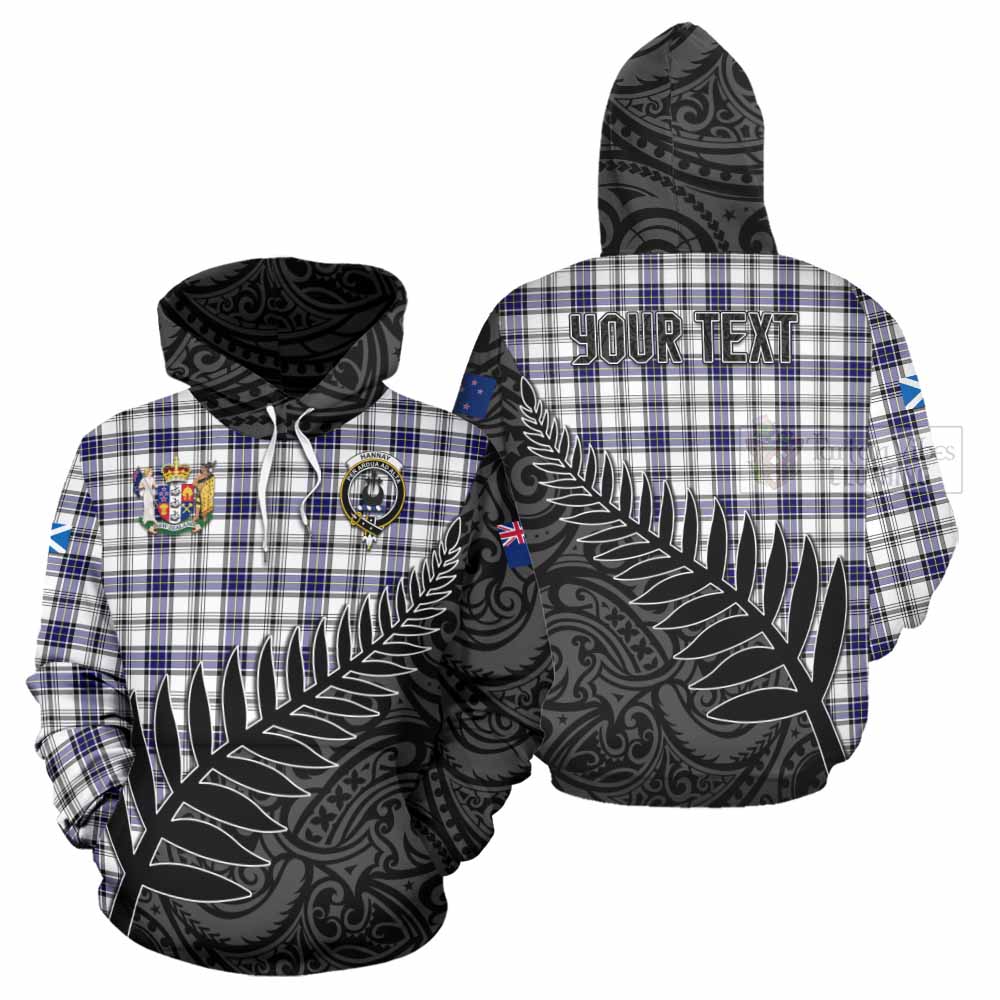 Tartan Vibes Clothing Hannay Crest Tartan Hoodie with New Zealand Silver Fern Half Style