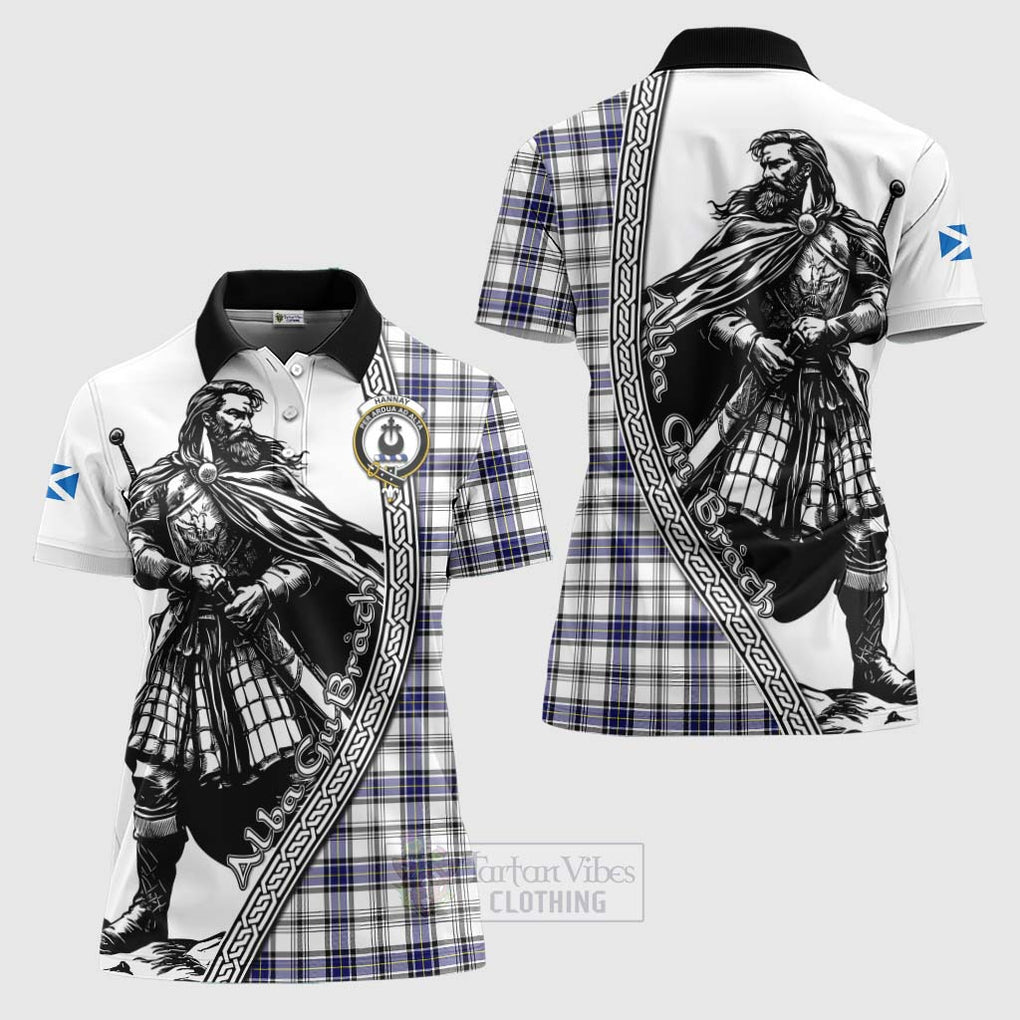 Tartan Vibes Clothing Hannay Tartan Clan Crest Women's Polo Shirt with Highlander Warrior Celtic Style