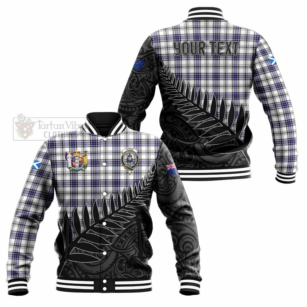 Tartan Vibes Clothing Hannay Crest Tartan Baseball Jacket with New Zealand Silver Fern Half Style