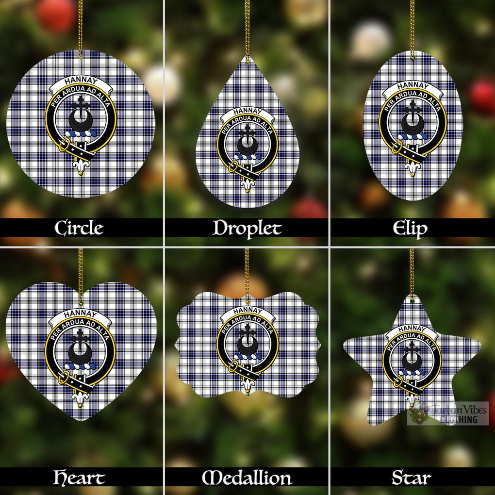 Tartan Vibes Clothing Hannay Tartan Christmas Aluminium Ornament with Family Crest