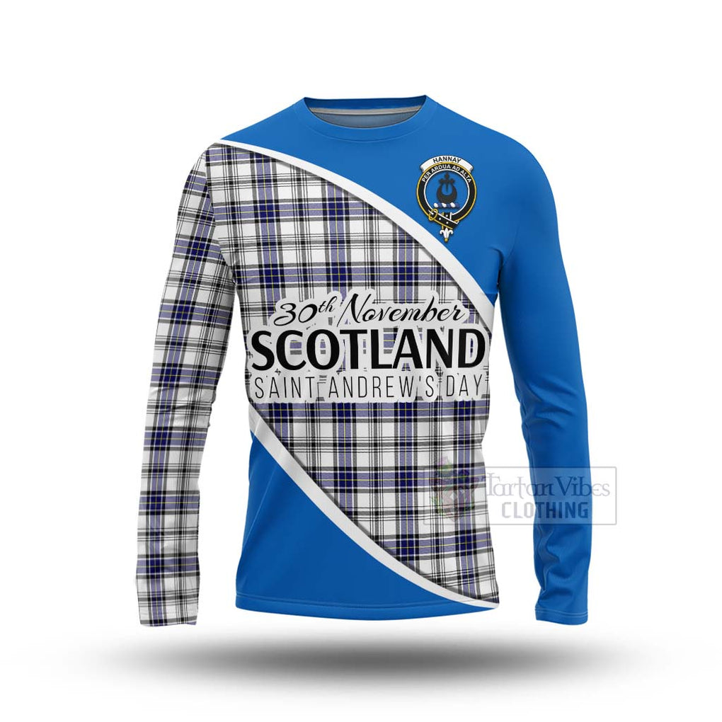 Tartan Vibes Clothing Hannay Family Crest Tartan Long Sleeve T-Shirt Celebrate Saint Andrew's Day in Style