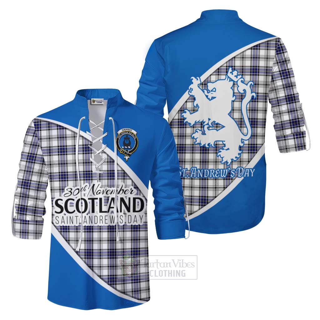 Tartan Vibes Clothing Hannay Family Crest Tartan Ghillie Kilt Shirt Celebrate Saint Andrew's Day in Style