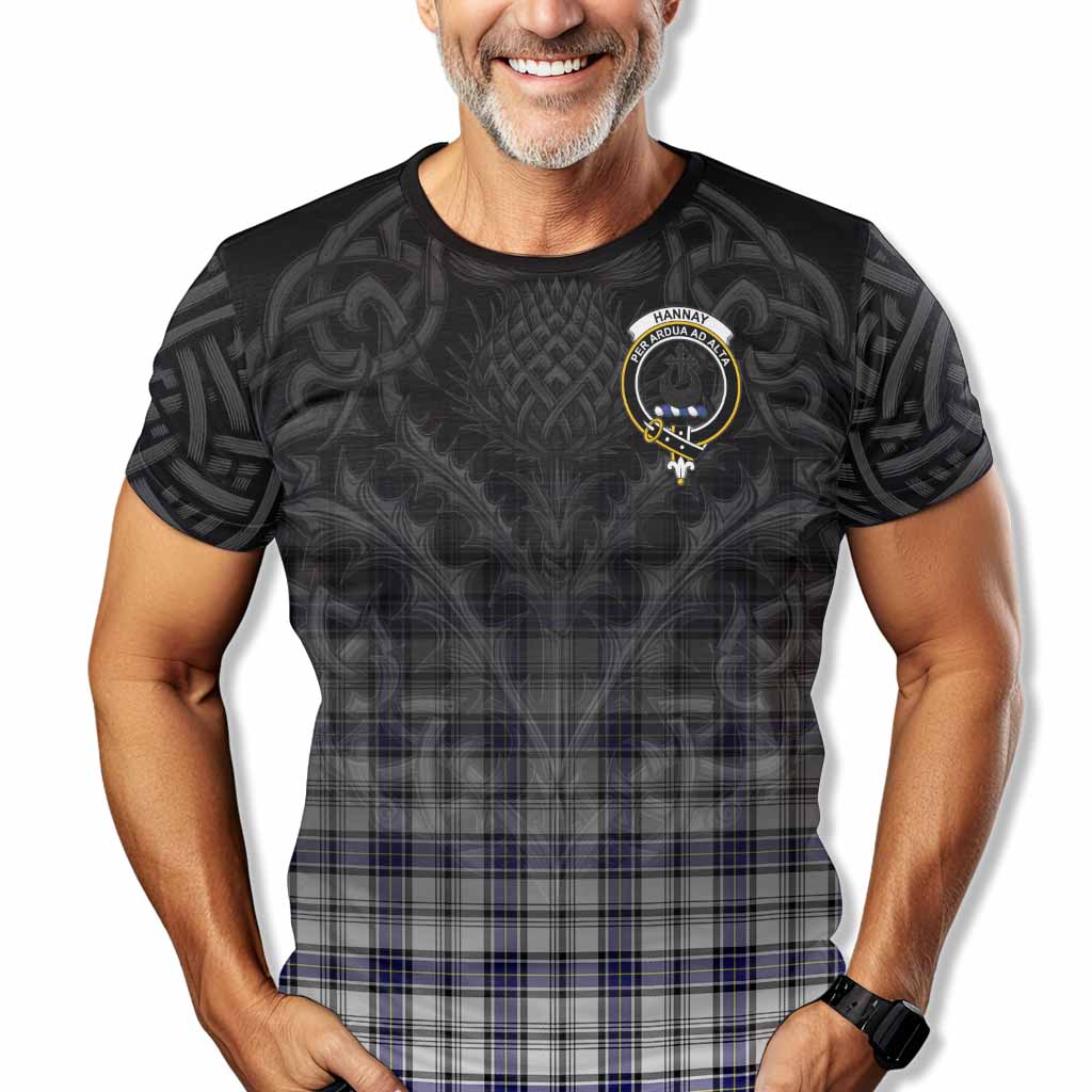 Tartan Vibes Clothing Hannay Tartan T-Shirt with Family Crest Celtic Thistle Vibes