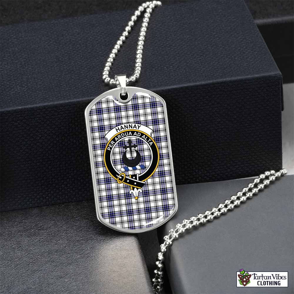 Tartan Vibes Clothing Hannay Tartan Dog Tag Necklace with Family Crest