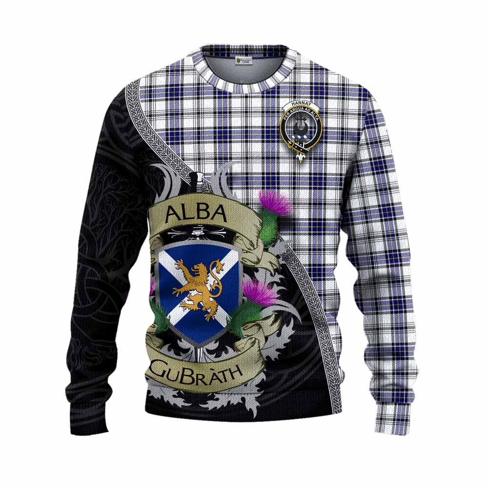 Hannay Tartan Family Crest Knitted Sweater Lion Rampant Royal Thistle Shield Celtic Inspired Unisex - Tartan Vibes Clothing