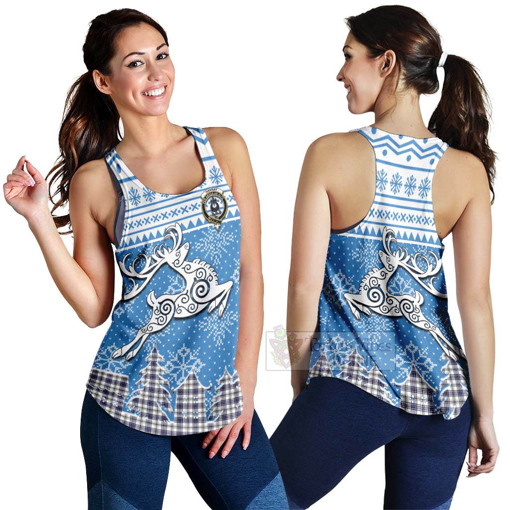 Tartan Vibes Clothing Hannay Clan Christmas Women's Racerback Tanks Celtic Reindeer Style