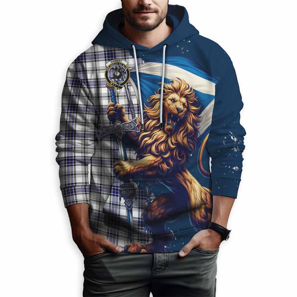 Hannay Tartan Family Crest Hoodie with Scottish Majestic Lion