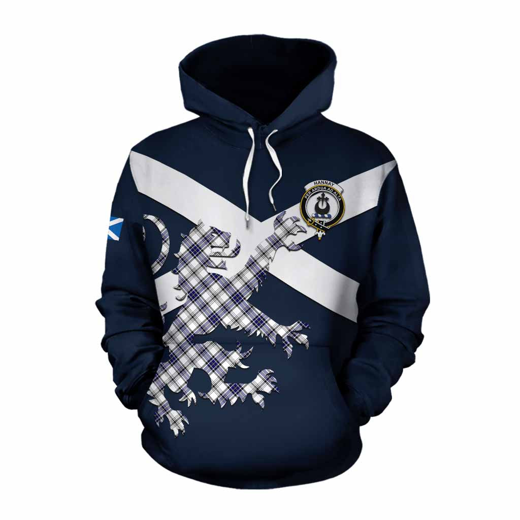 Tartan Vibes Clothing Hannay Tartan Lion Rampant Cotton Hoodie Proudly Display Your Heritage with Alba Gu Brath and Clan Name