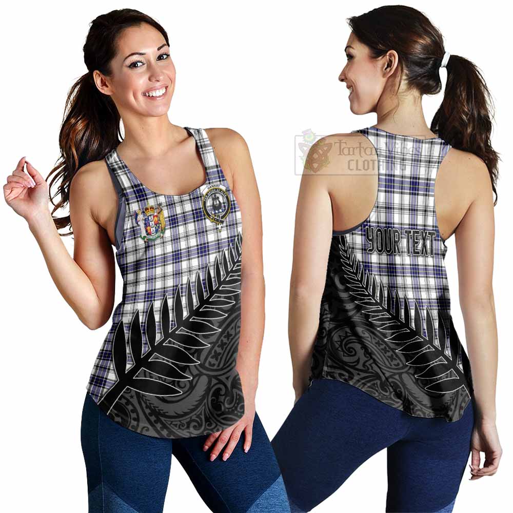 Tartan Vibes Clothing Hannay Crest Tartan Women's Racerback Tanks with New Zealand Silver Fern Half Style