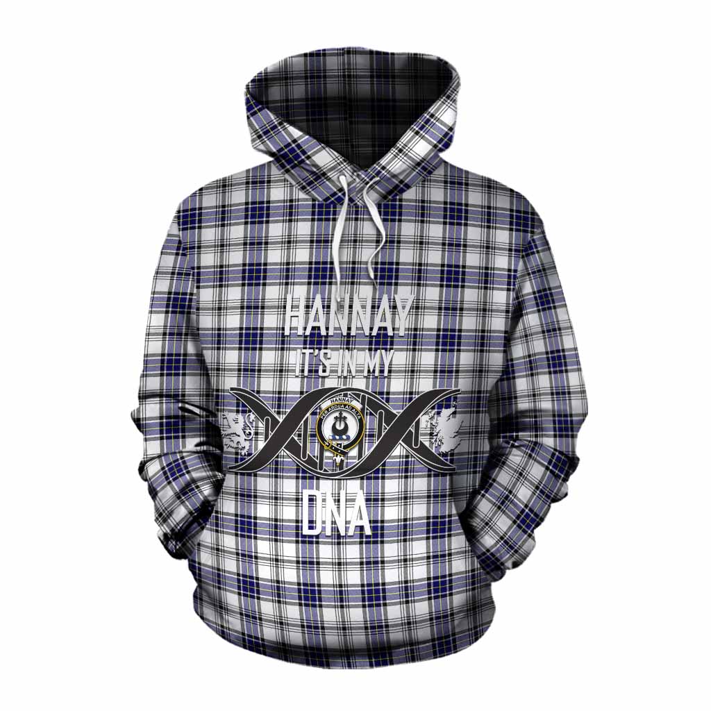 Tartan Vibes Clothing Hannay Tartan Cotton Hoodie with Family Crest DNA In Me Style