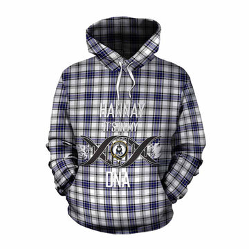 Hannay Tartan Cotton Hoodie with Family Crest DNA In Me Style